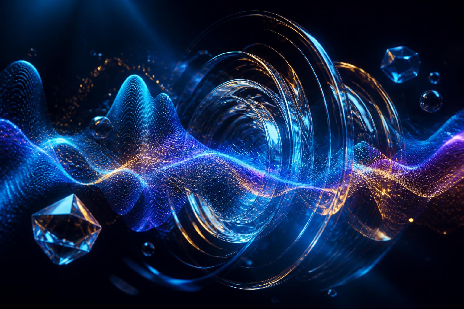 Abstract 3D soundwave artwork representing the Vibe One Radio sound